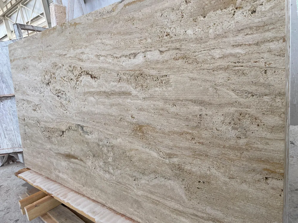 Combed travertine slab, 10 mm